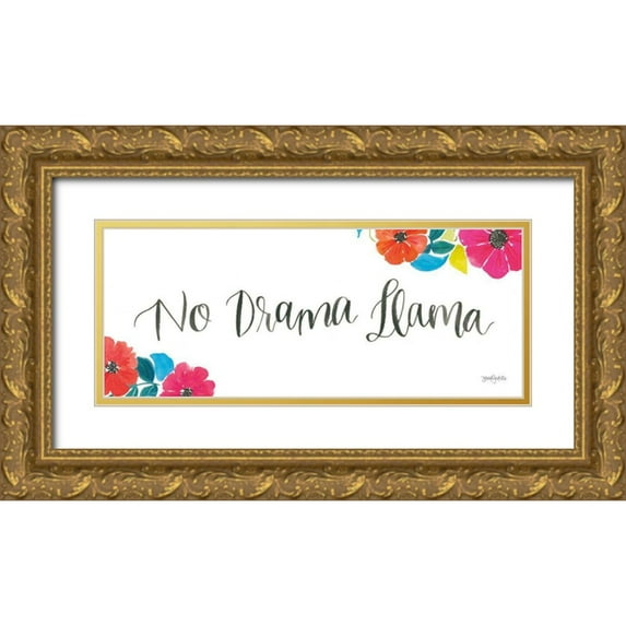 Jackson, Jenaya 24x12 Gold Ornate Wood Framed with Double Matting Museum Art Print Titled - La La Llama IX