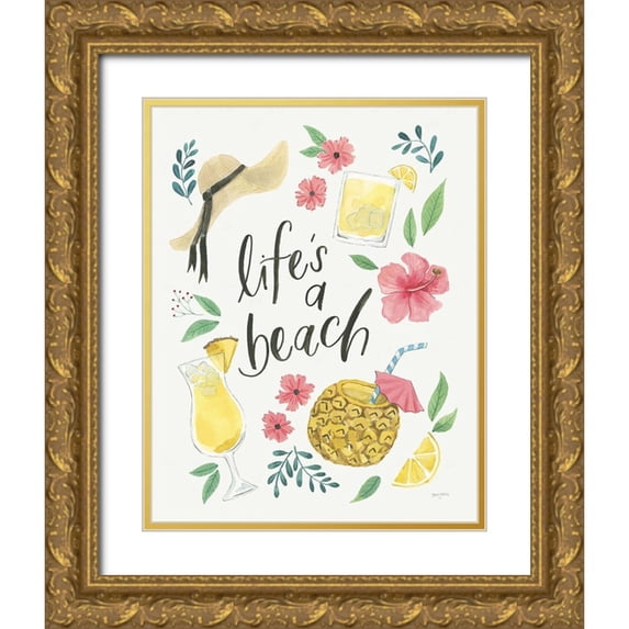 Jackson, Jenaya 26x32 Gold Ornate Wood Framed with Double Matting Museum Art Print Titled - Lifes a Beach I