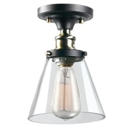 Globe Electric Industrialist 1-Light Dark Bronze Flush Mount Ceiling Light