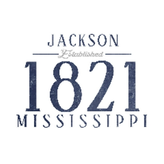 Jackson, Mississippi, Established Date (Blue) (36x54 Giclee Gallery Art Print, Vivid Textured Wall Decor)