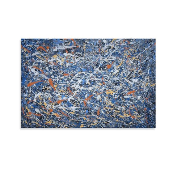 Jackson Pollock Canvas Wall Art Framed 《Ce Tableau Bleu》 Print Paintings Poster(1) Canvas Art Poster and Wall Art Picture Print Modern Family bedroom Decor Posters 12x18inch(30x45cm)
