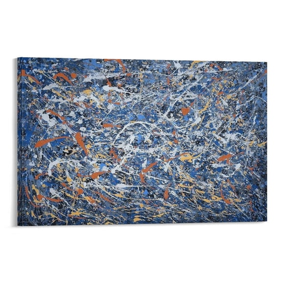 Jackson Pollock Canvas Wall Art Framed 《Ce Tableau Bleu》 Print Paintings Poster(1) Wall Art Poster Gifts Bedroom Prints Home Decor Hanging Picture Canvas Painting Posters 08x12inch(20x30cm)