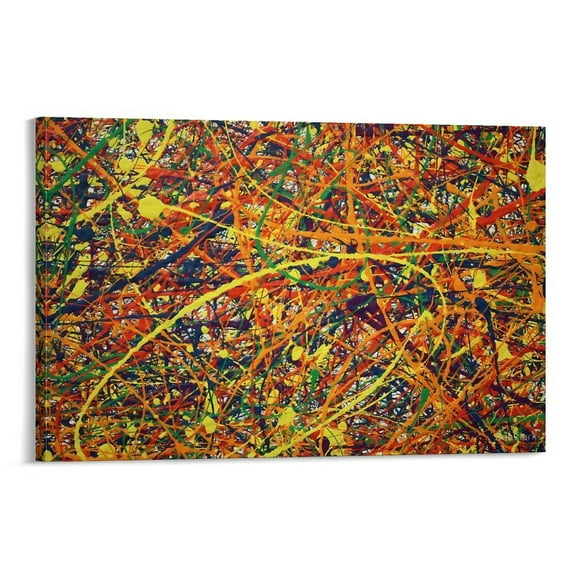 Jackson Pollock Canvas Wall Art Framed 《Colorful Lines》 Print Poster Posters Art Print Wall Photo Paint Poster Hanging Picture Family Bedroom Decor Gift 16x24inch(40x60cm)