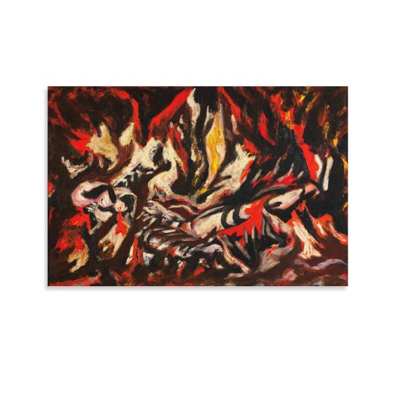 Jackson Pollock Canvas Wall Art Framed 《The Flame》 Print Paintings Poster Posters Art Print Wall Photo Paint Poster Hanging Picture Family Bedroom Decor Gift 08x12inch(20x30cm)