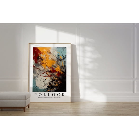 Jackson Pollock Maximalist Trendy Modern Colorful Wall Art Abstract Pollock Print Decor, Unframed Canvas 8x10in