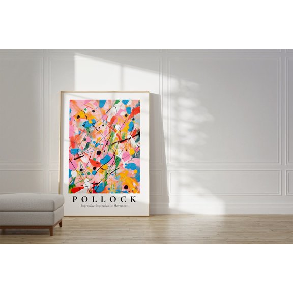 Jackson Pollock Modern Colorful Wall Art Trendy Maximalist Abstract Pollock Poster, Unframed Paper Poster 16x20in