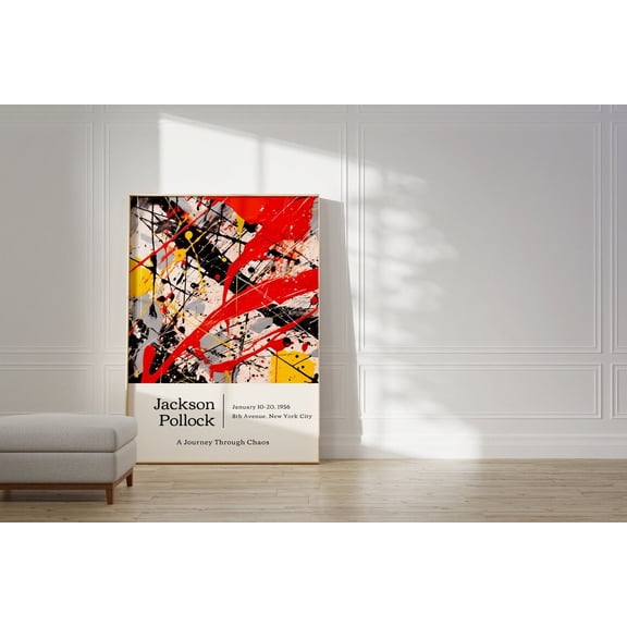 Jackson Pollock Trendy Maximalist Wall Art Modern Colorful Pollock Abstract Art Decor Print, Stretched Canvas 16x20in