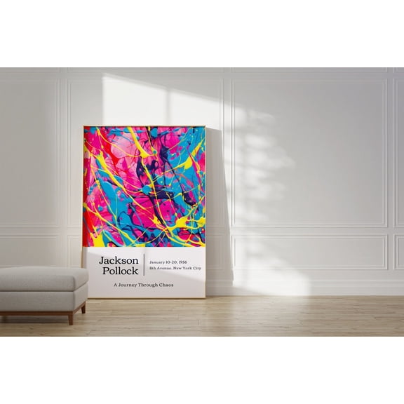 Jackson Pollock Trendy Modern Colorful Wall Art Maximalist Decor Abstract Pollock Art Print, Unframed Canvas 8x10in
