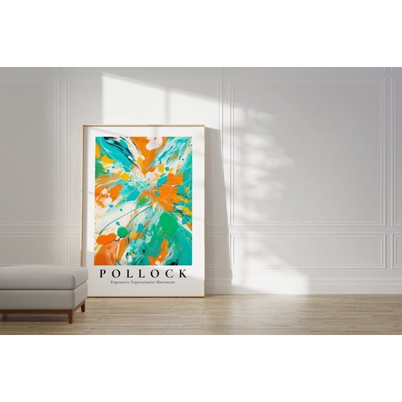 Jackson Pollock Trendy Modern Colorful Wall Art Maximalist Decor Pollock Abstract Print, Stretched Canvas 16x20in