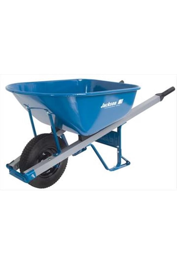 Steel Contractors Wheelbarrow, 6 cu ft, 1 Knobby Flatt Free Tire, Blue