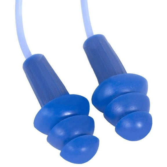 H20 Metal Detectable Reusable Earplugs - Corded, Plastic, Blue, 100 pr/ box