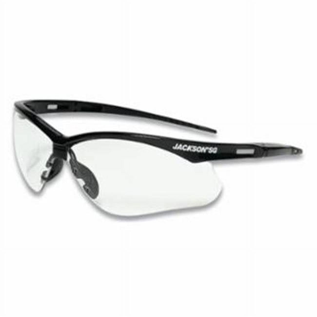 SG Series Safety Glasses, Blue Mirror Poly Lens, Hardcoat Anti-Scratch, Black Poly Half-Frame Pack of 12