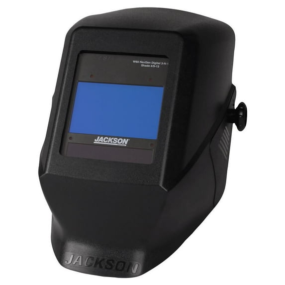 Jackson Safety Welding Helmet - Auto Darkening - Thermoplastic - 3.80" x 2.35" Viewing Area - Shade 4/9-13 NexGen® Variable ADF 1/1/1/1 - 370 Speed Dial Headgear -Black -HSL 100 Drill Down Series