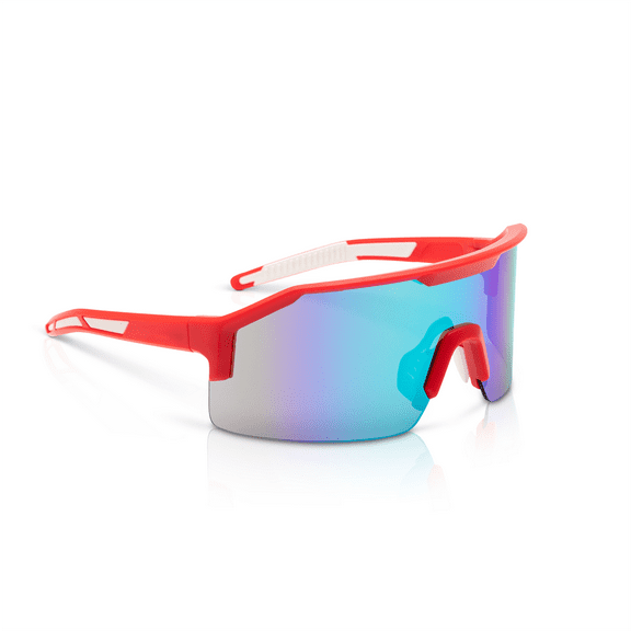 Jackson Safety Safety Glasses - MAXVIEW+ Series - Blue/Green Mirror Lens - Red Frame - Hardcoat Anti-Scratch
