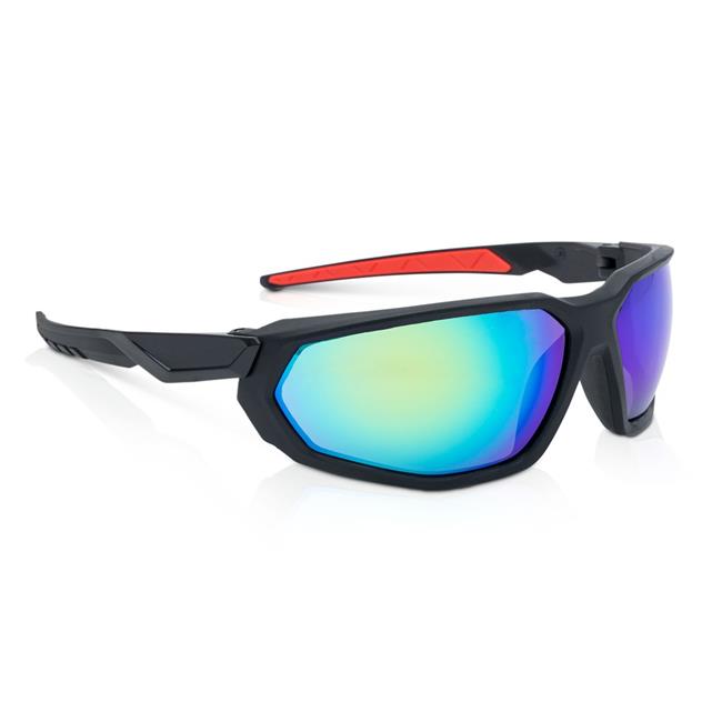 Jackson Safety JCK45106 Hyper Guard F-Series Hard Coat Anti-Scratch Safety Glasses - Blue & Green Mirror Lens - Black Full Frame