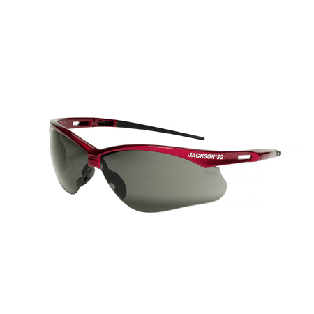Jackson Safety Safety Glasses - SG Series - Smoke Lens - Red Frame - Hardcoat Anti-Scratch - Outdoor