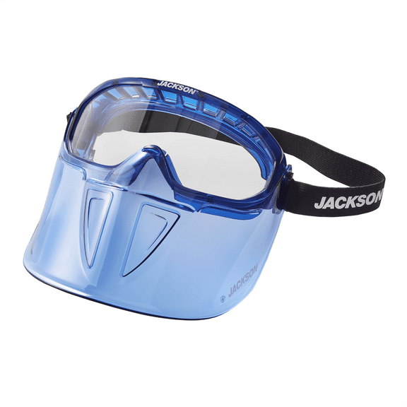 Jackson Safety - Safety Goggle - GPL500 Premium Series - Clear Lens - Anti-Fog - with Flip-Up Detachable Face Shield - Blue Body