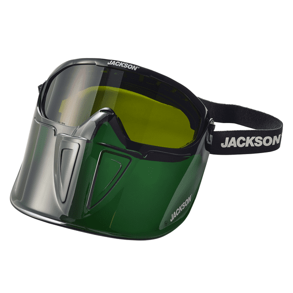 Jackson Safety - Safety Goggle - GPL500 Premium Series - Shade 3 IR Lens - Anti-Fog - with Flip-Up Detachable Face Shield - Green Body