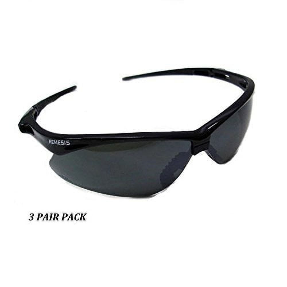 Jackson Safety V30 Nemesis Safety Glasses (25688), Smoke Mirror with Black Frame, 3-pack