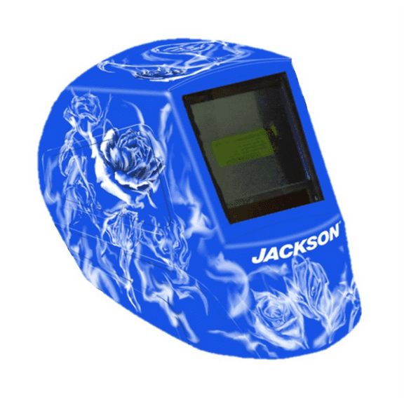 Jackson Safety Welding Helmet - Auto Darkening - Nylon - 3.94" x 2.64" Viewing Area - Shade 10 Fixed ADF 1/1/1/1 - 370 Speed Dial Headgear - Reapers n' Roses Graphics