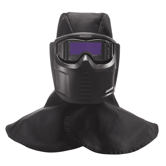 Jackson Safety - Welding Mask and Hood Kit - Auto Darkening - Thermoplastic - 1.38" x 3.54" Viewing Area - Shade 3/5-12 ADF - Black - Rebel Series