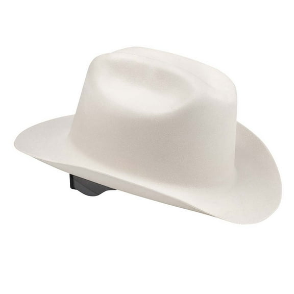 Jackson Safety Western Outlaw Hard Hat (19500), Wide 360-Degree Brim, 4-Pt. Ratchet Suspension, White, 4 Hats / Case