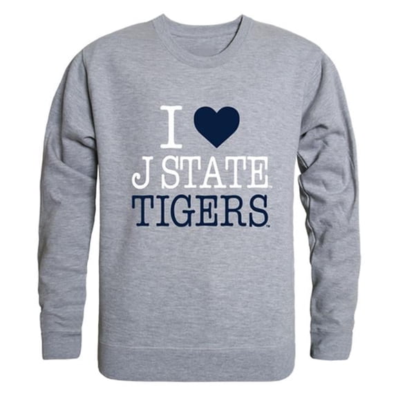 Jackson State University I Love Crewneck T-Shirt, Heather Grey - Large