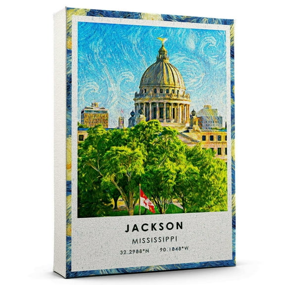 Jackson Travel Canvas, Mississippi Travel Art Canvas, Jackson Travel City Travel art Canvas
