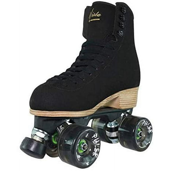 Jackson - Vista Viper Roller Skates for Women and Girls with Atom Pulse Lite Wheels, High Top Suede Quad Skates, (Black)