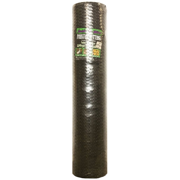 Jackson Wire 12014629 Poultry Netting, 1 in Mesh, Vinyl Coated, Black