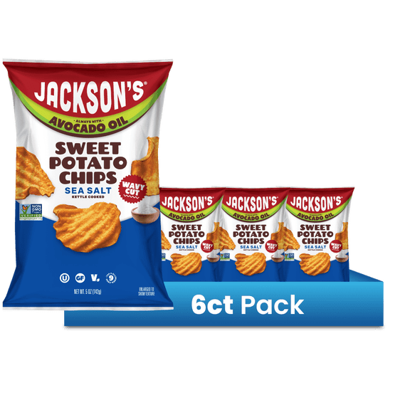 Jackson's 5oz Wavy Sea Salt Sweet Potato Chips, 6ct