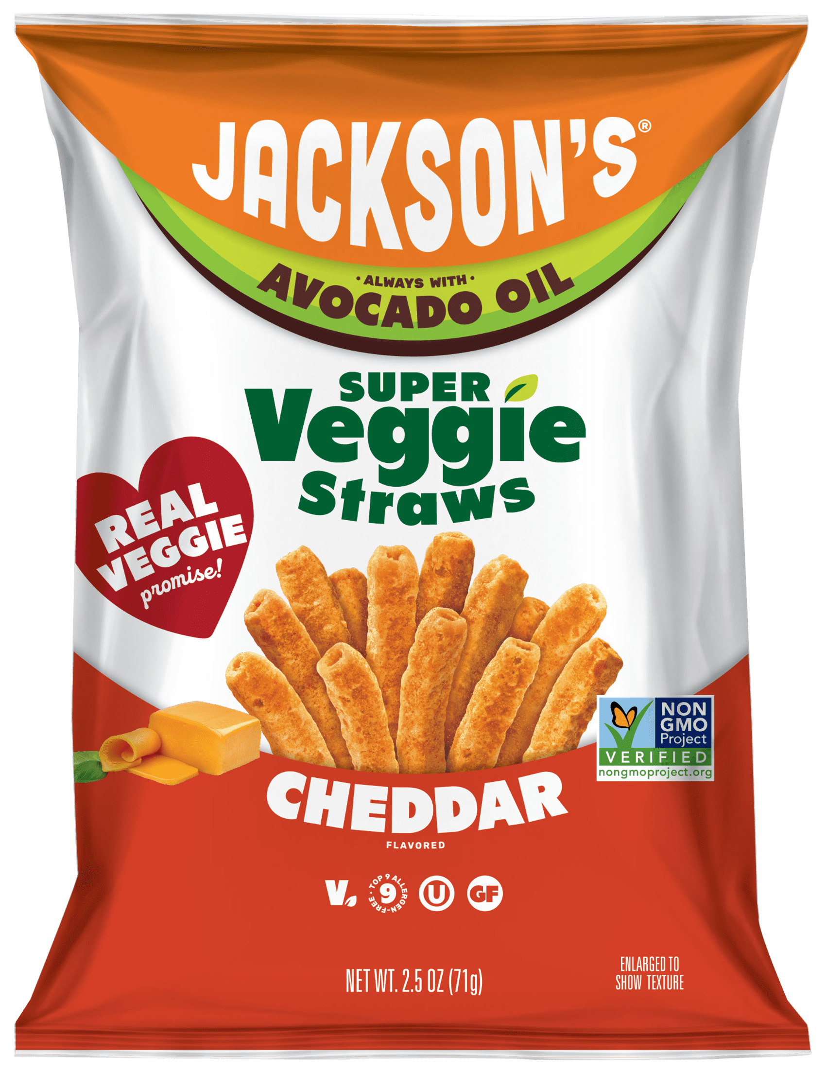 Jackson's Cheddar Super Veggie Straws Avocado Oil, 2.5 oz
