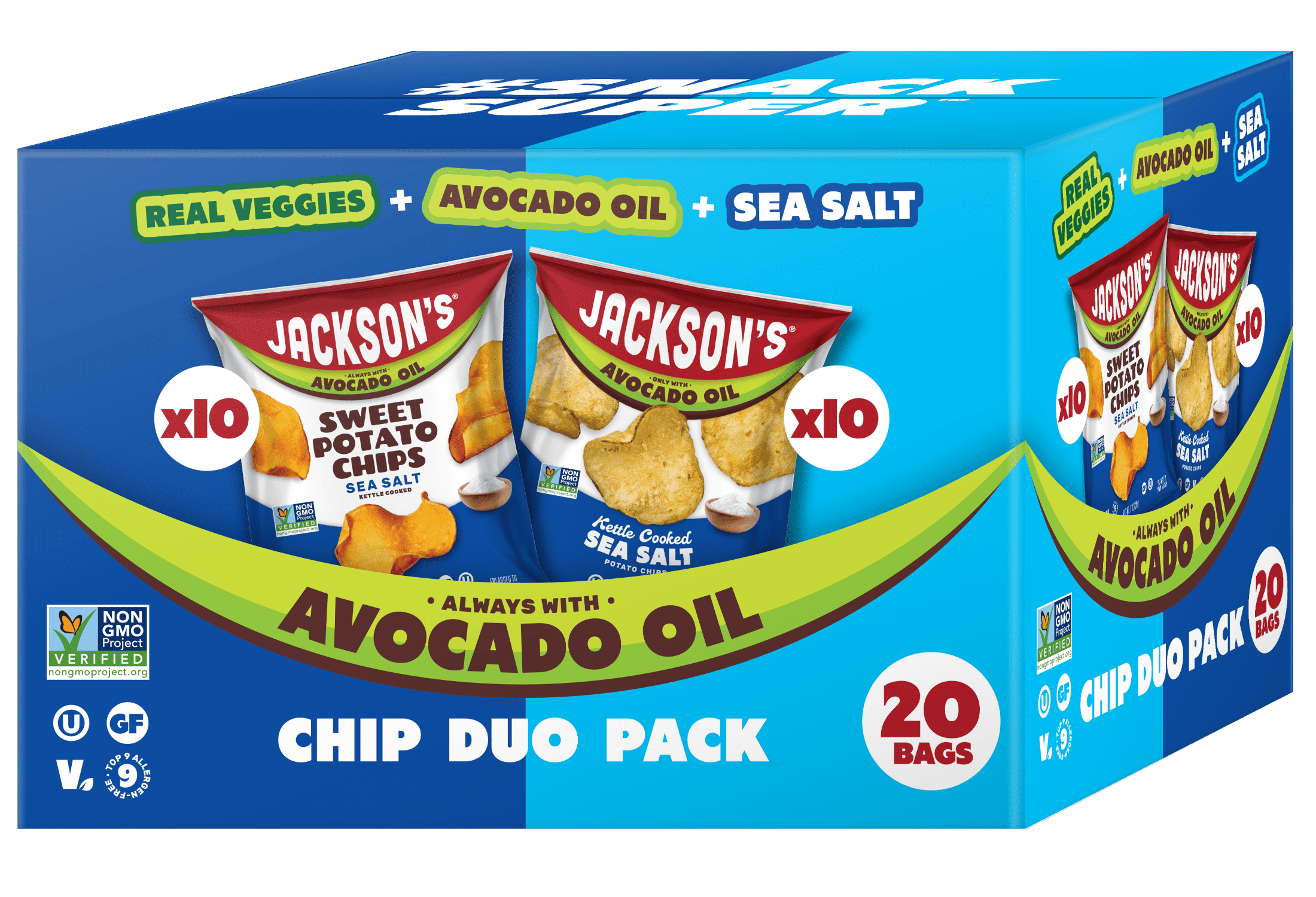 Jackson's Sea Salt Chip Duo pack, Avocado Oil, 20 Count