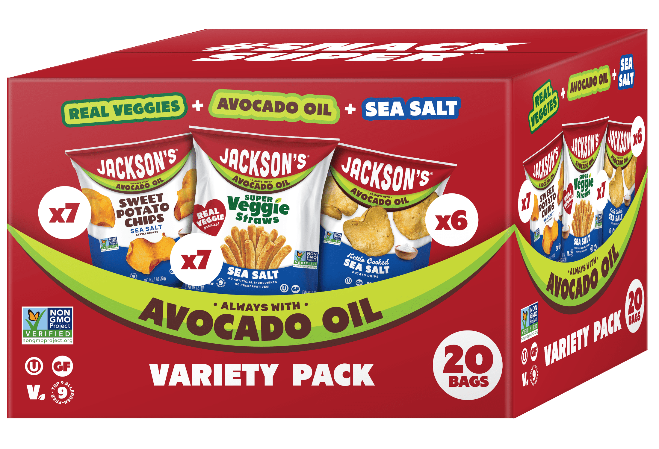 Jackson's Sea Salt Variety pack, Avocado Oil, 20 Count