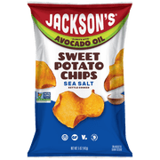Jackson's Sweet Potato Kettle Chips with Sea Salt, Avocado Oil, Free of Top 9 Allergens, 5 oz
