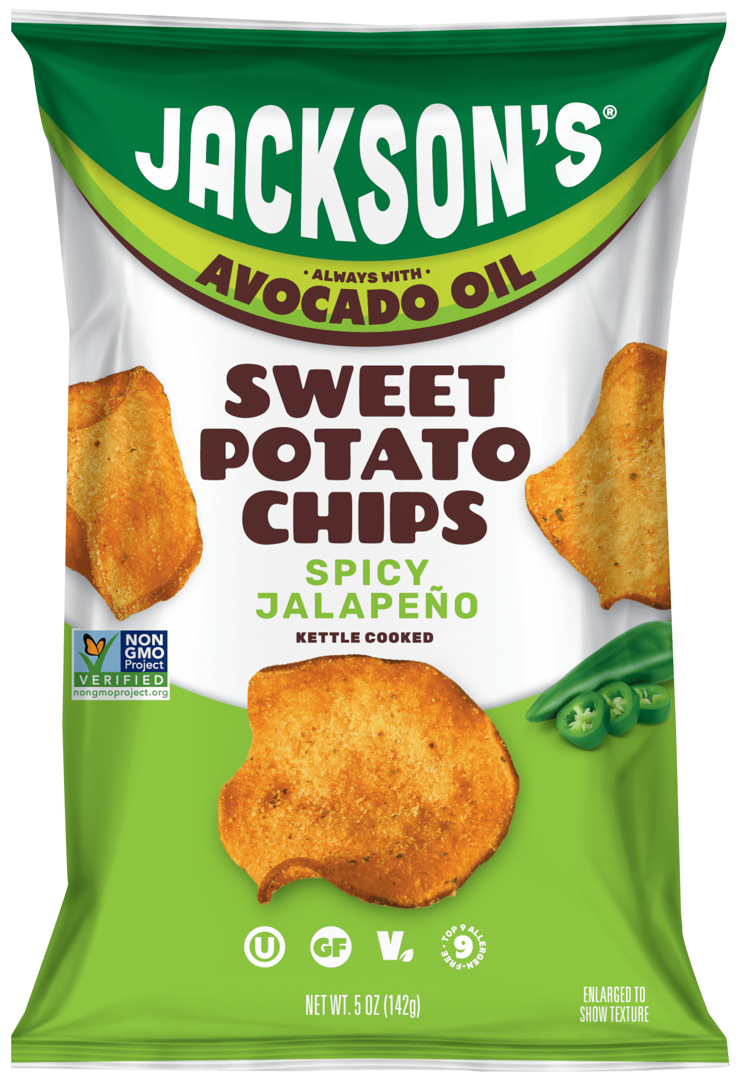 Jackson's Sweet Potato Spicy Jalapeno Chips, Avocado Oil, Free of