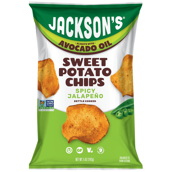 Jackson's Sweet Potato Spicy Jalapeno Chips, Avocado Oil, Free of Top 9 Allergens, Vegan, 5 oz
