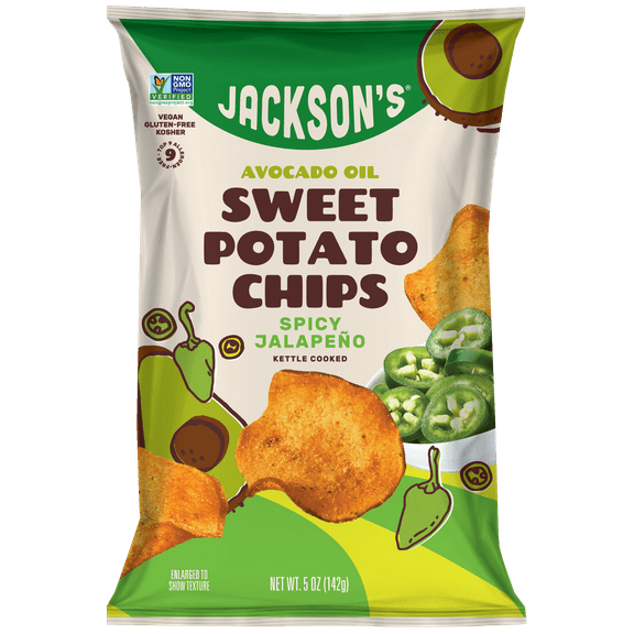 Jackson's Sweet Potato Spicy Jalapeno Chips, Avocado Oil, Free of Top 9 Allergens, Vegan, 5 oz