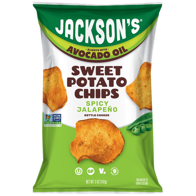 Jackson's Sweet Potato Spicy Jalapeno Chips, Avocado Oil, Free of Top 9 Allergens, Vegan, 5 oz