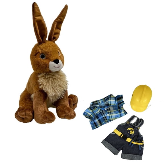 Jackson the Jackrabbit (Eco) 16 Inch Stuffed Animal with Construction Worker Hardhat Eco-Friendly Plush Toy for Kids 3+