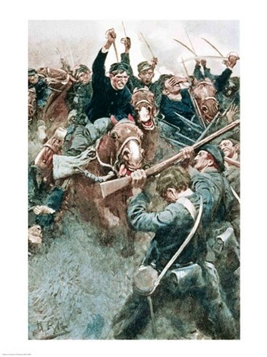 Jacksons Brigade Standing Like a Stone Wall before the Federal Onslaught at Bull Run Canvas Art - Howard Pyle (24 x 36)