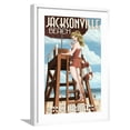 thumbnail image 1 of Art.com Jacksonville Beach, Florida - Lifeguard Pinup Girl Art Print by Lantern Press, White Frame Wall Art, 21" x 29", 1 of 5