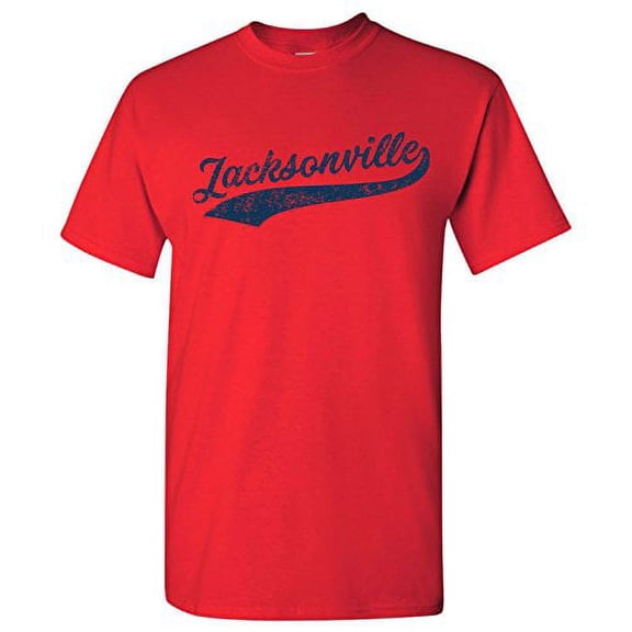 Jacksonville City Baseball Script Basic Cotton T-Shirt - Medium - Red