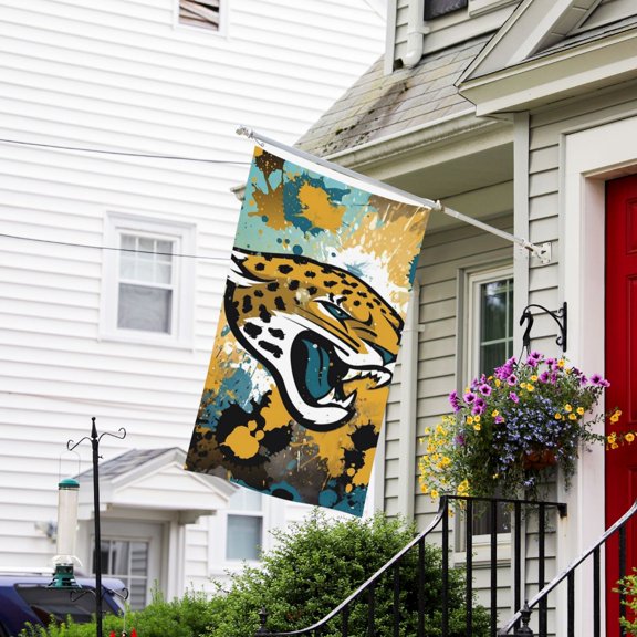Jacksonville Custom Vertical Double Sided Flag 3x5FT, American Football Team Fans Support Victory Flag for Indoor and Outdoor Garden Wall Decoration