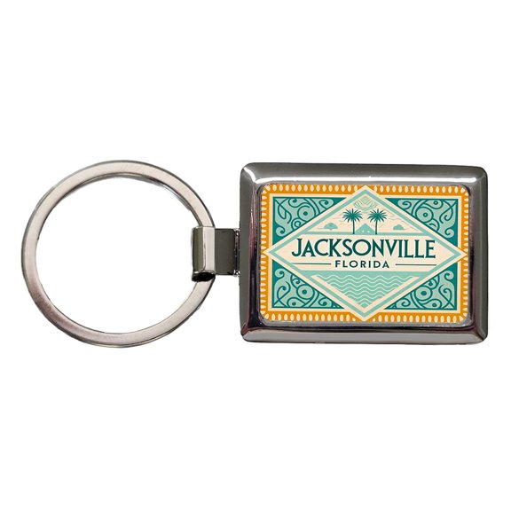 Jacksonville FL Florida Travel Vacation Stamp Metal Rectangle Keychain