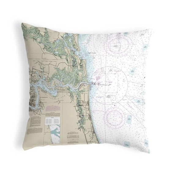 Jacksonville, FL Nautical Map Noncorded Indoor & Outdoor Pillow - 18 x 18 in.