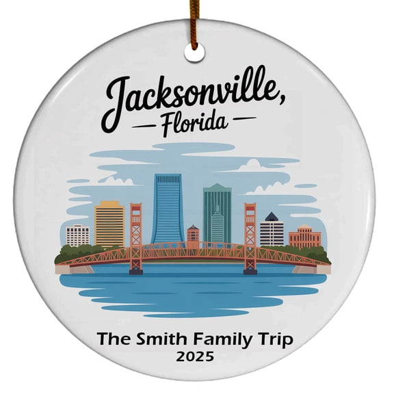 Jacksonville Florida Christmas Ornament, Collection of City Travel Souvenirs for Family and Friends, Christmas Tree Ornament City Travel, Trips of The Year, Christmas Ornament 2025