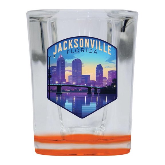 Jacksonville Florida Design A Souvenir 2 oz Square Shot Glass Orange