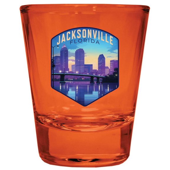 Jacksonville Florida Design A Souvenir Full Color 2 oz Round Shot Glass Orange