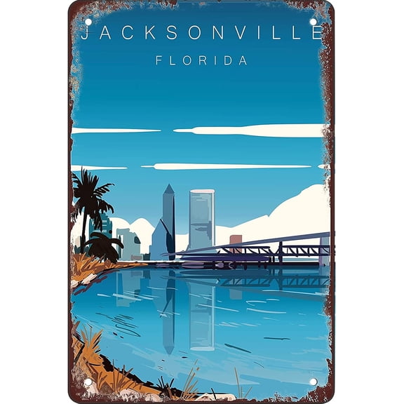 Jacksonville, Florida Funny Retro Tin Sign Wall Art Decoration 12x8 inch